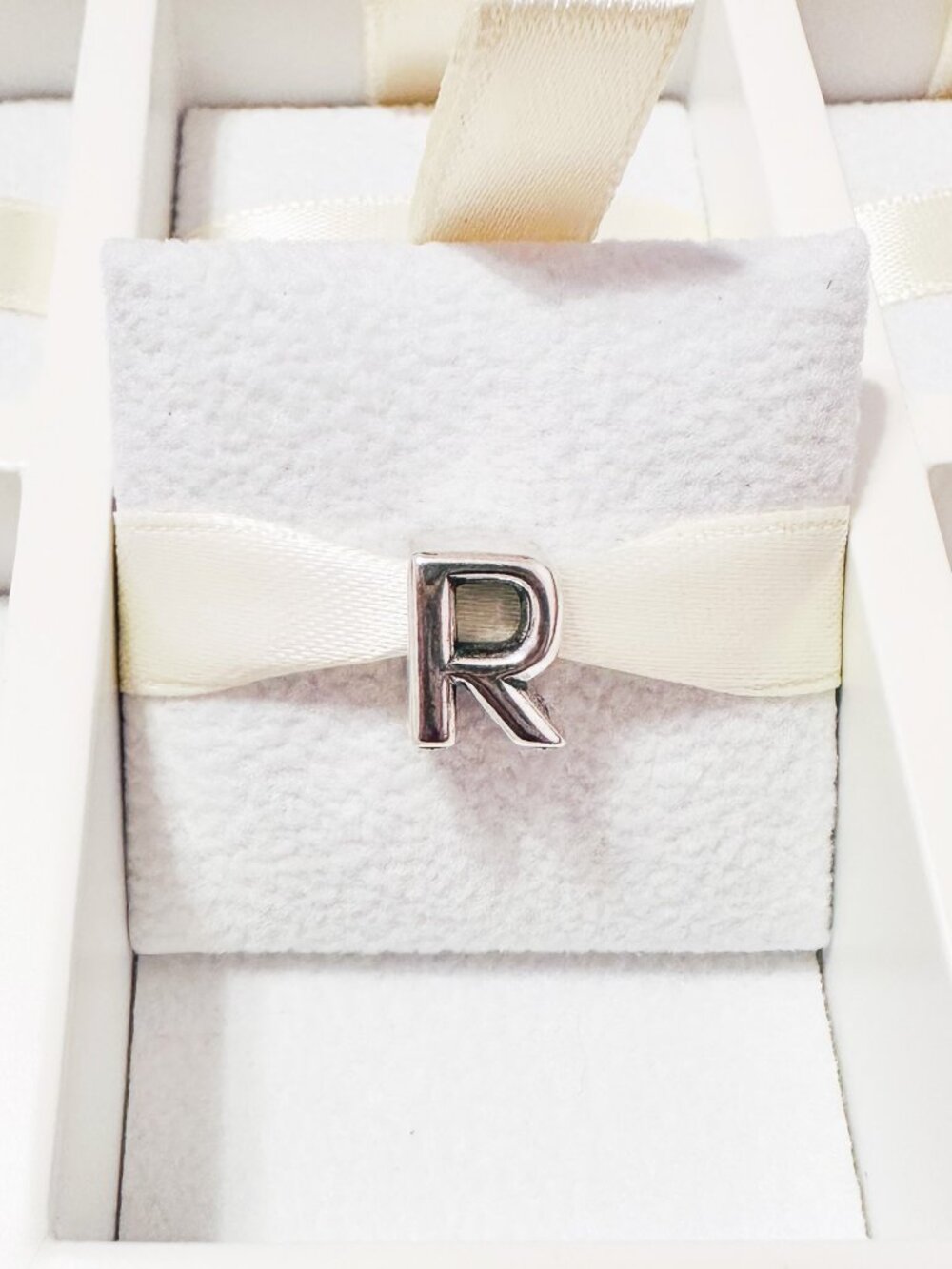 925 Sterling Silver Letter R Charm Bead Fits Pandora Bracelets And Bangles